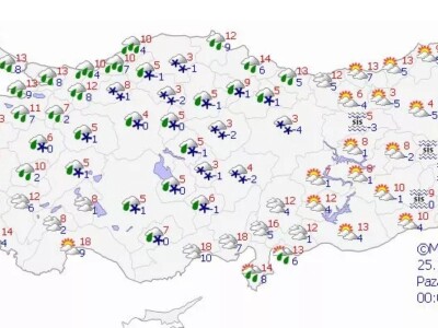 В 22 провинциях Турции ожидается снегопад