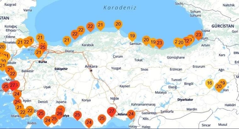 Температура морской воды в Турции